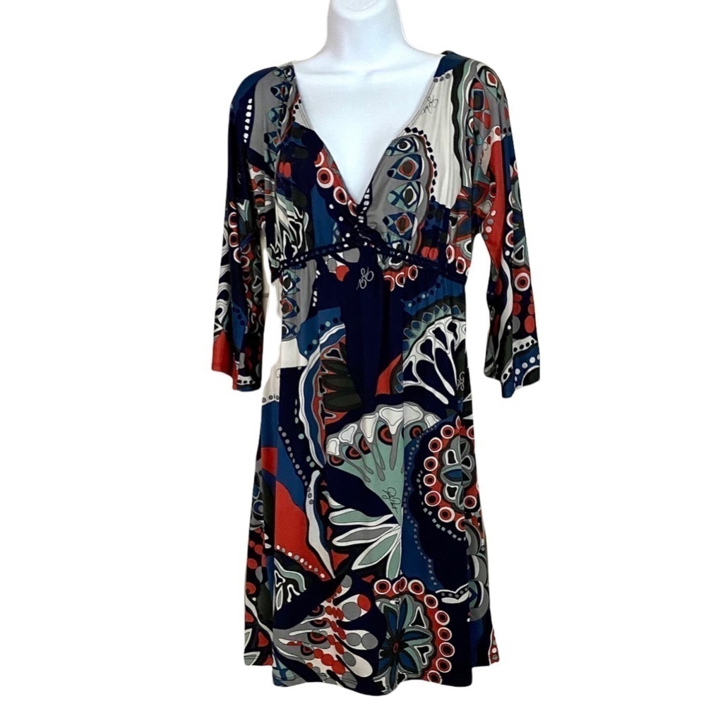 Vintage Baby Phat Y2K Empire Waist Dress Small/Medium  Abstract Sheath V-neck